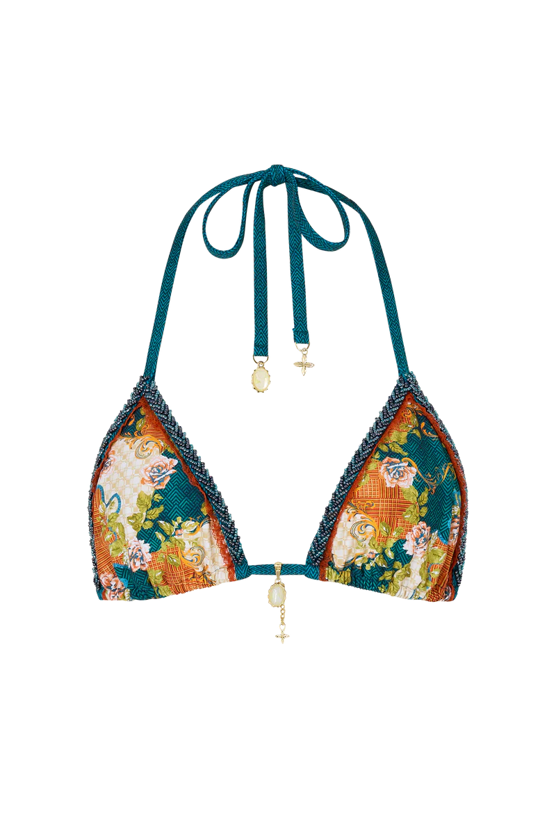 İpli Firuze Üst Bikini
